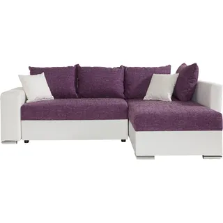 COLLECTION AB Ecksofa »John L-Form«, Regalarmlehne, Bettfunktion, Bettkasten, Ottomane beiseitig montierbar COLLECTION AB weiß/lila