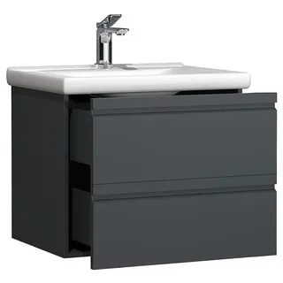 Waschtisch VCM "2-tlg. Waschplatz Waschtisch Drehtüren Silora L", schwarz (anthrazit), B:60cm T:46cm, Schränke, Waschtisch