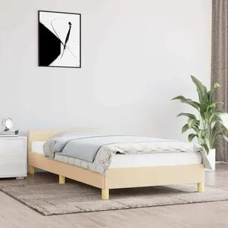 The Living Store Bettgestell mit Kopfteil Creme 80x200 cm Stoff - Creme