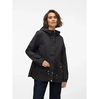 Parka VERO MODA "VMPAISLEY PARKA JACKET NOOS", Damen, Gr. L, schwarz, Web, Obermaterial: 100% Polyester, unifarben, regular fit hüftbedeckend, Jacken Parka, mit Taillen-Kordelzug