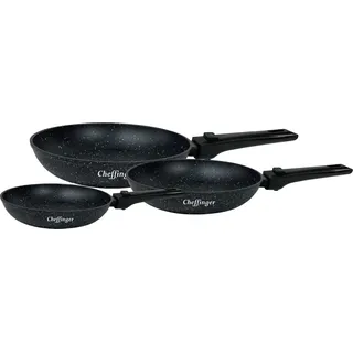 3 tlg Pfannenset abnehmbare Griffe Induktion Bratpfanne Pfanne antihaft marmor