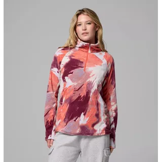 Fleecepullover COLUMBIA "Glacial IV Print 1/2 Zip", Damen, Gr. M, zing snowflight, Fleece, Obermaterial: 100% Polyester, hoch geschlossener Ausschnitt, Raglanärmel eingefasste Kante, Sweatshirts Fleecepullover
