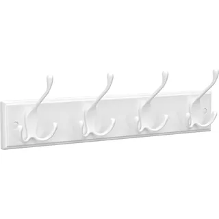 SONGMICS Wandgarderobe, Garderobenleiste, 4 Dreifach-Haken aus Metall, Hakenleiste für Kleidung, Taschen, für Flur Schlafzimmer Wohnzimmer, vormontiert, wolkenweiß LHR30WT
