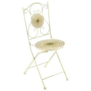 Kobolo Gartenstuhl Klappstuhl Metallstuhl - Mosaikoptik - Outdoor - H 91 cm - Weiß