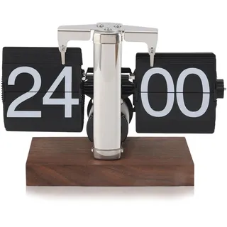 Jwthee Retro-Flip-Uhr,Klapp-Digitaluhr Mit Rutschfester Basis Schreibtischuhr Vintage-Design,Vintage-Tischuhr,Automatisches Drehen,Batteriebetriebene Digitale Klappuhr,Digitale Retro-Flip-down-Uhr