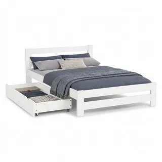 Homestyle4u Doppelbett 140 x 200 cm Weiß
