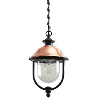 Lindby Außenleuchte (Laterne) Clint (spritzwassergeschützt (Retro, Vintage Antik) in Kupfer aus Aluminium (1 flammig E27) - Pendelleuchte außen
