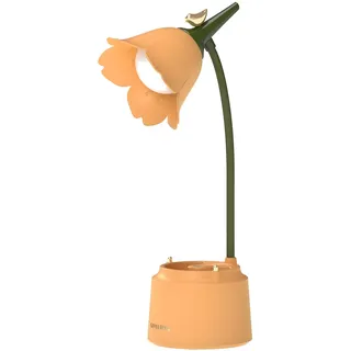 QIANGUANG LED-Schreibtischlampe Kawaii-Schreibtischzubehör, Blumen-Vogel-Tischlampe USB wiederaufladbar, stufenloses Dimmen, berührungsempfindlicher Schalter Kawaii-Raumdekor-Lampe