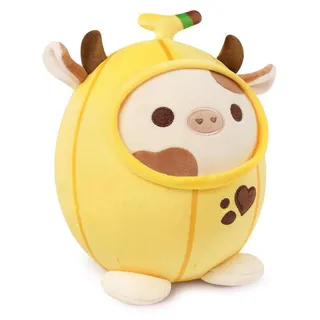 Plüschtier Kuh Kuscheltier Stofftier Kawaii Plüsch Kissen Spielzeug Wurfkissen Gelb Banane Kuh 20cm