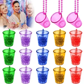 Schnapsgläser,18 Stück Schnapsglas zum Umhängen, Becher zum Umhängen, Braut Kunststoff Tassen, für Junggesellenabschiede Verlobungsfeier Braut Party