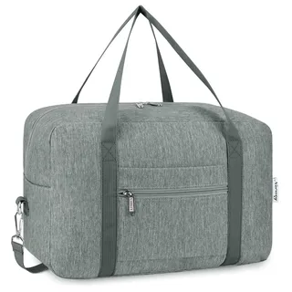 für Ryanair Handgepäck 40x20x25 & Handgepäck Tasche für Flugzeug - Faltbare Klein Reisetasche Damen & Weekender Damen - Handgepäck Koffer 20L (Grau (mit Schultergurt))