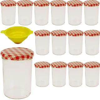 15 Marmeladengläser/Einmachgläser 440ml inkl. einem Einfüll-Trichter