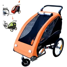 Papilioshop Fox Kinderwagen Fahrradanhänger Klappbar für EIN 1 Kinder Jogger Kinderanhänger (Orange)