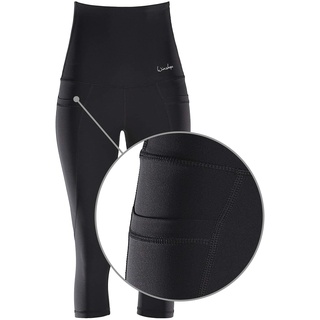 Winshape Functional Power Shape 3⁄4-Tights “High Waist” HWL214 mit DREI praktischen Taschen, Slim Style, Schwarz