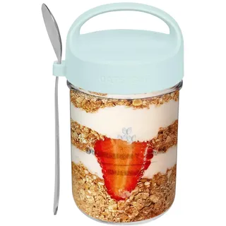 UHAPEER Joghurt to Go Becher mit Löffel, Overnight Oats Gläser 430ml, Mason Jar Einmachgläser mit deckel, Dessertgläser Salatgläser, Glasbehälter für Oat, Porridge, Müsli, Meal Prep, Chia Pudding