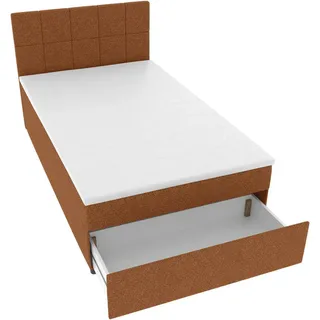 Boxxx Boxbett , Rostfarben , Textil , H3 , Höhe ca. 19 cm , 120x200 cm , Topper durchgehend, Matratze durchgehend , Schlafzimmer, Betten, Boxspringbetten