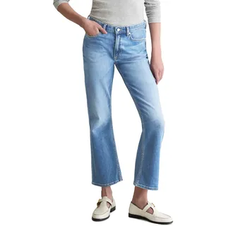 Bootcut-Jeans MARC O'POLO DENIM "Josina, aus Organic Cotton Stretch", Damen, Gr. 30, Länge 32, medium blau, Denim/Jeans, Obermaterial: 98% Baumwolle, 2% Elasthan, bootcut fit, Jeans Bootcut-Jeans, hohe Leibhöhe, verkürzte Länge