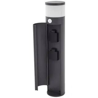 Lucande Wegeleuchte 2 Steckdosen, Außenleuchte Sockelleuchte 50,5 cm mit Bewegungsmelder Gartenlampe IP44 Stromsäule Garten 1x G9 ohne Leuchtmittel