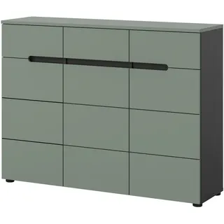 inn.furn Schuhkommode 120 x 94 x 37 cm 9 Fächer / Salbei Grün / Basalt Grau