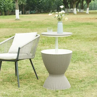 casa.pro Atessa Gartentisch 48,5 x 48,5 x 58 cm Hellbraun