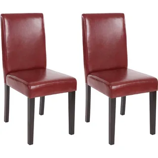 2er-Set Esszimmerstuhl Stuhl Küchenstuhl Littau Kunstleder, rot-braun, dunkle Beine - Rot