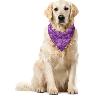 ABAKUHAUS Jahrgang Haustier Bandana, Rokoko Scroll Curls, 55x55 cm, Getrocknete Rose und Veilchen - Rosa