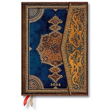Paperblanks 12-Monatskalender 2024 Safawidisch Indigo | Verso | Midi (130 × 180 mm)