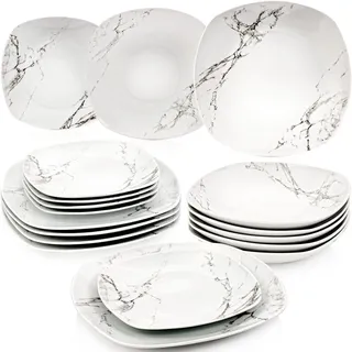 Sänger Tafelservice Bilgola Marmor - 36 teilig aus Porzellan 12 Personen , Weiß , Keramik , 36-teilig , Rund , 50x30x80 cm , kratzfest , Geschirr, Geschirrsets, Tafelservice