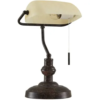 Lindby Tischlampe Profina (Retro, Vintage Antik) in Braun aus Metall (1 flammig E27) - Tischleuchte Schreibtischlampe Nachttischlampe Arbeitszimmerleuchte