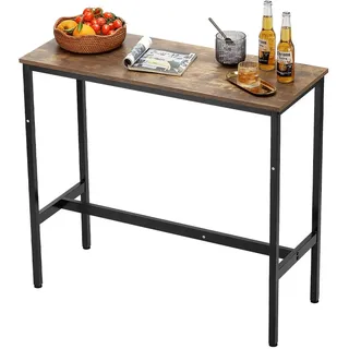VEVOR Bartisch Bistrotisch Kneipentisch mit Metallrahmen, schmaler & langer Küchentisch Esstisch (991 x 406 x 902 mm), Ausstellungstisch für Wohnzimmerpartys Pubs Esszimmer Cafés, Braun & Schwarz