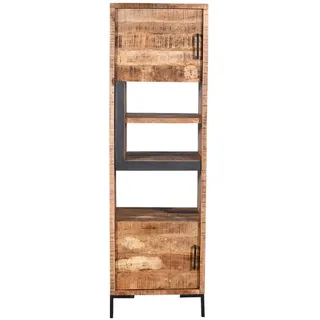 Mid.you Regal , Metall , Mangoholz , massiv , 3 Fächer , 58x192x40 cm , Handmade in India , stehend , Holzmöbel, Holzregale, Bücherregale Holz