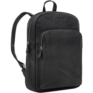 STILORD 'Jona' Schwarzer Lederrucksack mit Laptopfach 15,6 Zoll Echtleder für Herren und Damen Großer Vintage Rucksack für Business Studenten Reisen und City-Rucksack Leder Retro