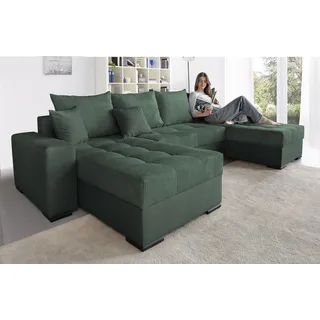 Collection AB Wohnlandschaft Cord 3-Sitzer Flaschengrün