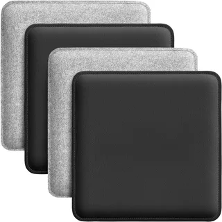 Miqio Design Sitzkissen | Wendekissen Rechteckig aus Filz und Kunstleder | Stuhlkissen 35x35 cm | 4er-Set | Sitzauflage für Bank und Stuhl | Hellgrau-Schwarz