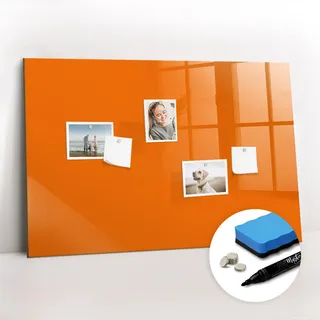 Tulup Magnettafel 90x60 Orange schwarzer Marker , Glas , 90x0.4x60 cm , Bilder & Rahmen, Pinnwände & Magnettafeln