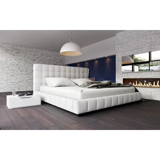 Designer Polsterbett Bett Betten Lederbett Doppelbett Ehebett Designerbett NEU - Weiß
