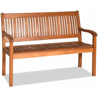 Balkonbank Holz, Holzbank wetterfest, Sitzbank für 2-3 Sitzer, Gartenbank aus Eukalyptus bis 320 kg belastbar, Parkbank für Terrasse, Balkon, Garten, 126 x 63 x 91 cm, Natur