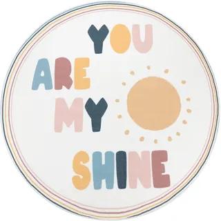Paco Home »Niloya 363« rund 12 mm Höhe Spielteppich, Kurzflor, Motiv Sonne und Spruch, waschbar,