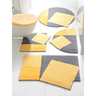 Badematte GRUND Gr. 10, gelb (gelb, grau), WC-Deckelbezug (47cm x 50cm), Badematten, Badematte