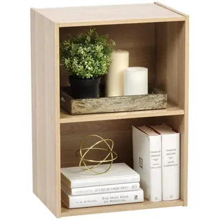 Iris Ohyama Modernes Bücherregal, 2 Etagen, Nachttisch, 40cm breit, Hellbraun, Vielseitig, Modular, Offenes Regal, Für Wohnzimmer, Büro, Schlafzimmer, Bücher, Dekor, Einfacher Aufbau, CX-2