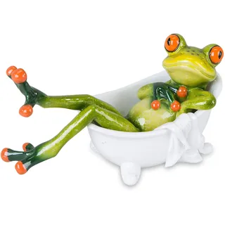 formano Lustige Frösche Figur in Badewanne Frosch badend aus Polyresin 15x11x6cm – Bunte Glanzfigur aus der Froschhausen-Serie, witzige Badezimmer-Dekoration & Geschenkidee