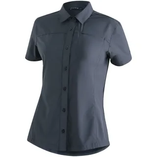 Maier Sports Funktionsbluse "Magos S/S W" Damen Hemdbluse, atmungsaktives Freizeit-Hemd, Taillierter Schnitt, grau