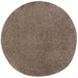 benuta Hochflorteppich Soho Taupe ø 250 cm rund , Kunststoff , Uni , Rund , 250x250 cm , Oeko-Tex® Standard 100 , pflegeleicht , Teppiche und Böden, Teppiche, Hochflorteppiche & Shaggys
