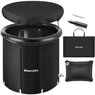 tectake Eisbadetonne Helsinki, inkl. Tragetasche, Pumpe und Wasserkissen, schwarz , Schwarz , Kunststoff , Rund , 75x75x75 cm , Freizeit & Co, Wellness & Gesundheit, Whirlpools