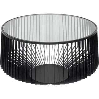 Kare Design Couchtisch Corinne, Schwarz, 80cm Durchmesser, Sicherheitsglas, Pflegeleicht, Designer Gestell, Runder, Wohnzimmertisch, Edelstahl, Glas Tischplatte, 42x80x80 cm (H/B/T)