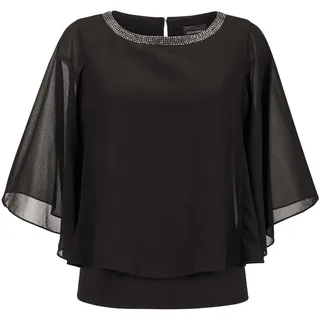 Kurzarmbluse GOLDNER "Edle Chiffonbluse, U-Boot-Ausschnitt", Damen, Gr. 38, schwarz, Obermaterial: 100% Polyester PES., figurumspielend, U-Boot-Ausschnitt, Sonstiges, Blusen Kurzarmbluse, Glitzersteine