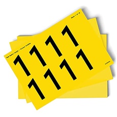 Zahlen 0–9, 10 Stück, 76 mm hoch, 300 x 200 mm, gelb, selbstklebendes Vinyl