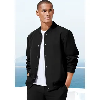 Blouson JOHN DEVIN "mit Rippkragen", Herren, Gr. M, schwarz, Web, Obermaterial: 77% Polyester, 17% Viskose, 6% Elasthan. Futter: 100% Polyester, unifarben, regular fit hüftlang, Rundhals, elastischer Bund, Jacken Blouson, Übergangsjacke mit Innentasche, aus leicht dehnbarer Webqualität, Topseller