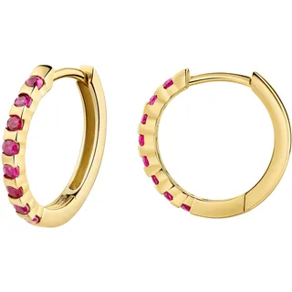 Paar Creolen FIRETTI "Schmuck Geschenk Gold 333 Ohrschmuck Ohrringe Memoire", gelbgoldfarben, rot, rot, Ohrringe, Damen, 15mm, Gelbgold 333, Paar Creolen, mit Edelsteinen