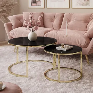 Runder Tisch CIRI GLASS 2in1 Goldchrom